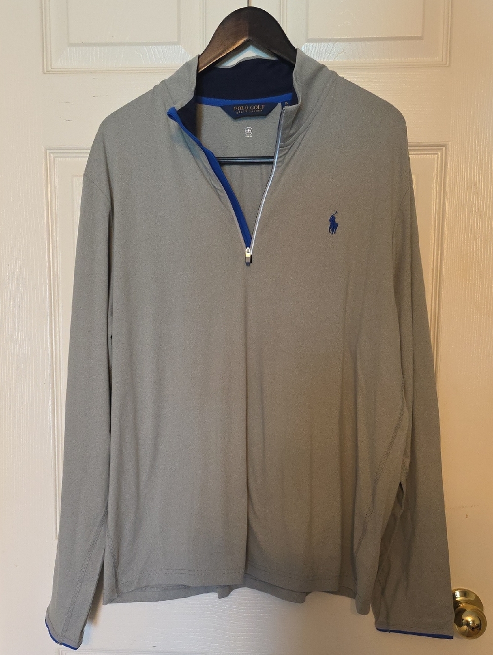 Ralph Lauren Polo Golf Quarter-Zip in Gray with Navy Trim